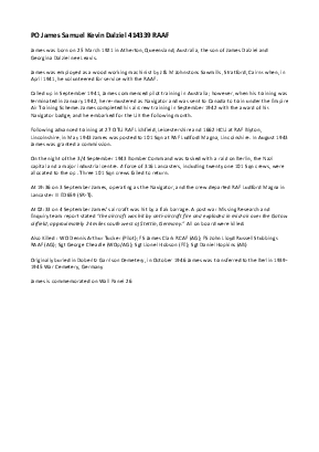 A preview of a PDF biography for Dalziel, James Samuel Kevin